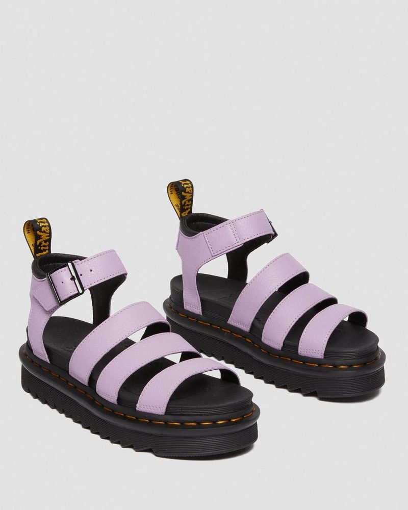 Lilac Dr Martens Blaire - Pisa Leather Strap Sandals (Pisa) Platforms Sandals | DJ77-Q0XV