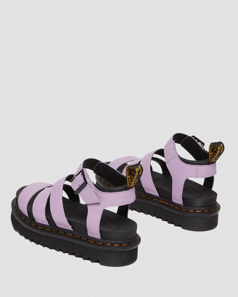 Lilac Dr Martens Blaire - Pisa Leather Strap Sandals (Pisa) Platforms Sandals | DJ77-Q0XV