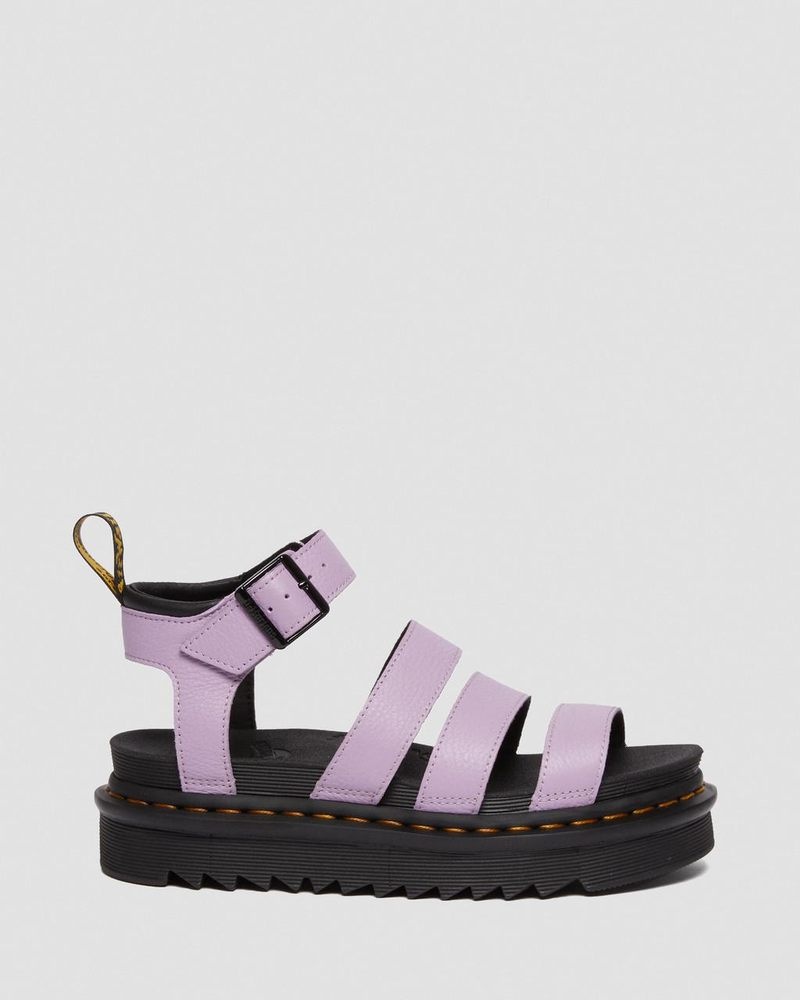 Lilac Dr Martens Blaire - Pisa Leather Strap Sandals (Pisa) Platforms Sandals | DJ77-Q0XV