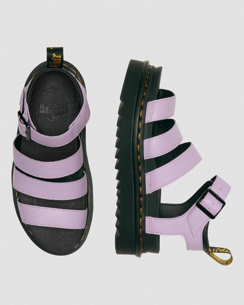 Lilac Dr Martens Blaire - Pisa Leather Strap Sandals (Pisa) Platforms Sandals | DJ77-Q0XV