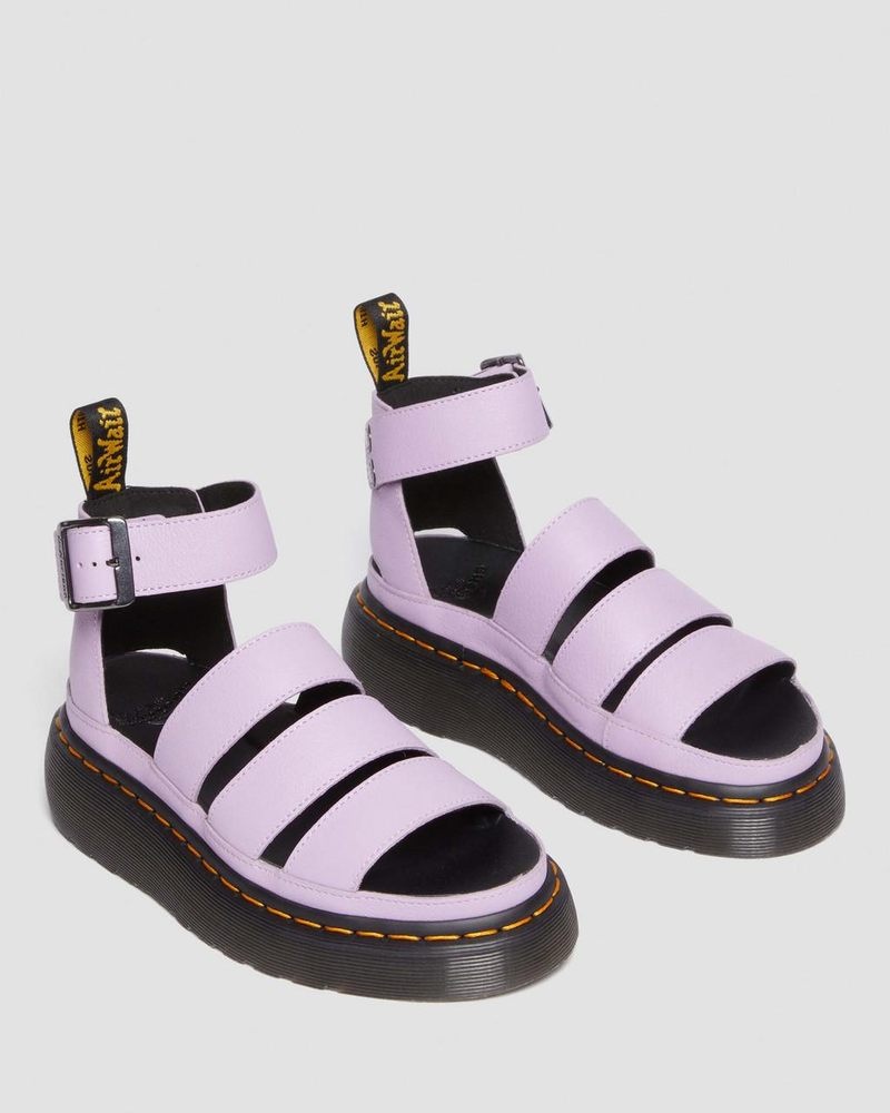 Lilac Dr Martens Clarissa II Pisa Leather Platform Strap Sandals (Pisa) Sandals | JK96-P8PE