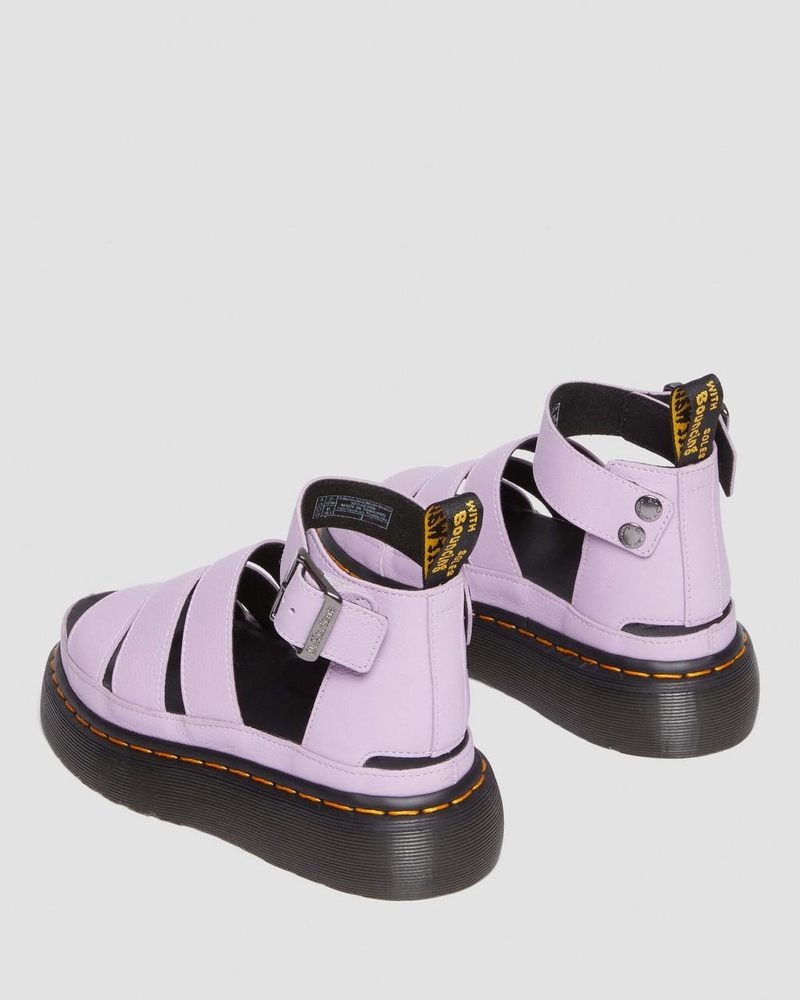 Lilac Dr Martens Clarissa II Pisa Leather Platform Strap Sandals (Pisa) Sandals | JK96-P8PE