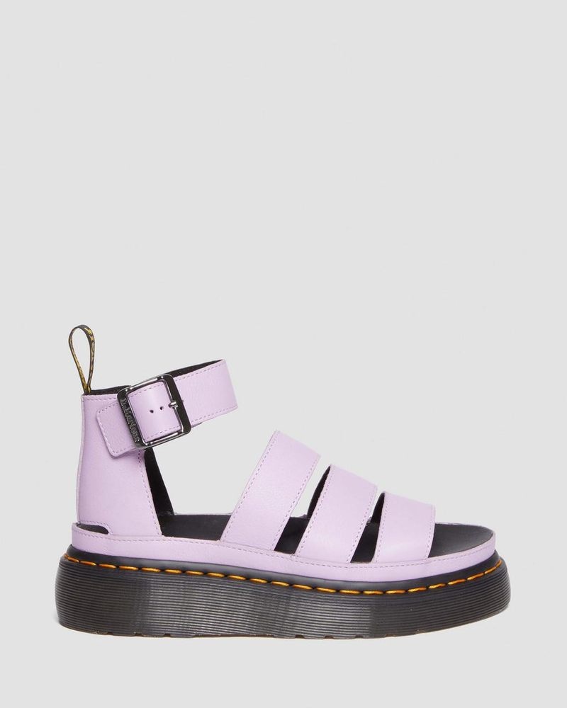 Lilac Dr Martens Clarissa II Pisa Leather Platform Strap Sandals (Pisa) Sandals | JK96-P8PE