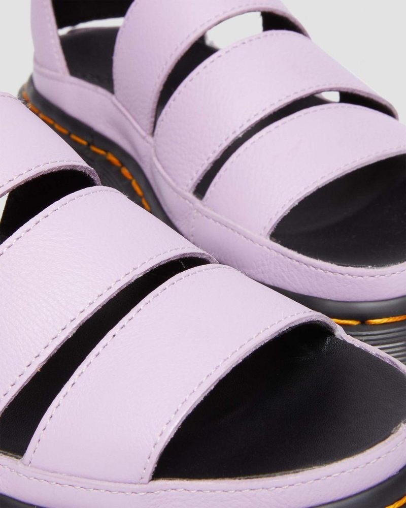 Lilac Dr Martens Clarissa II Pisa Leather Platform Strap Sandals (Pisa) Sandals | JK96-P8PE