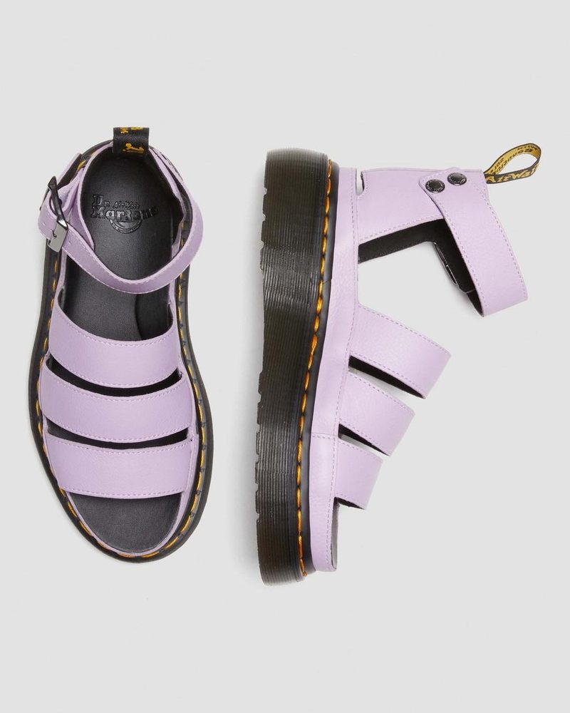 Lilac Dr Martens Clarissa II Pisa Leather Platform Strap Sandals (Pisa) Sandals | JK96-P8PE