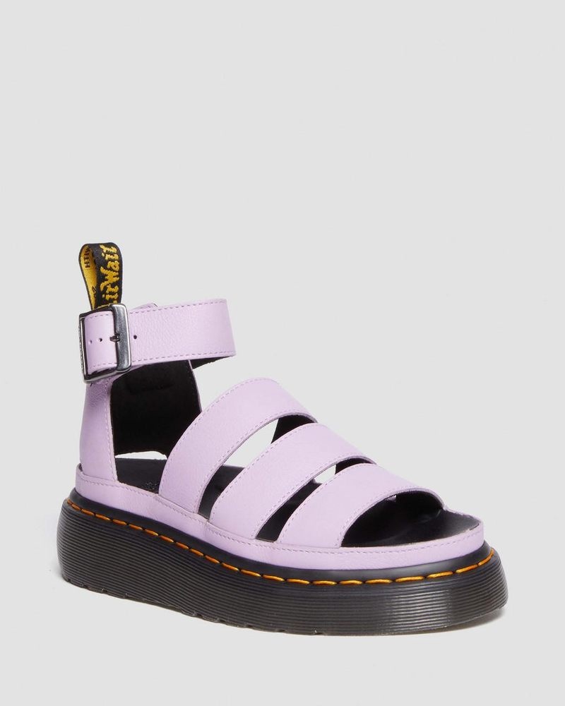 Lilac Dr Martens Clarissa II Pisa Leather Platform Strap Sandals (Pisa) Sandals | JK96-P8PE