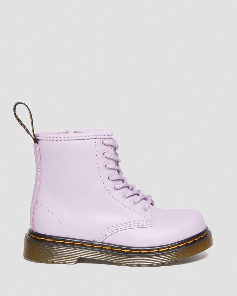 Lilac Dr Martens Toddler 1460 Softy T Leather Lace Up Boots (Softy T) Boots | IV94-E3GQ