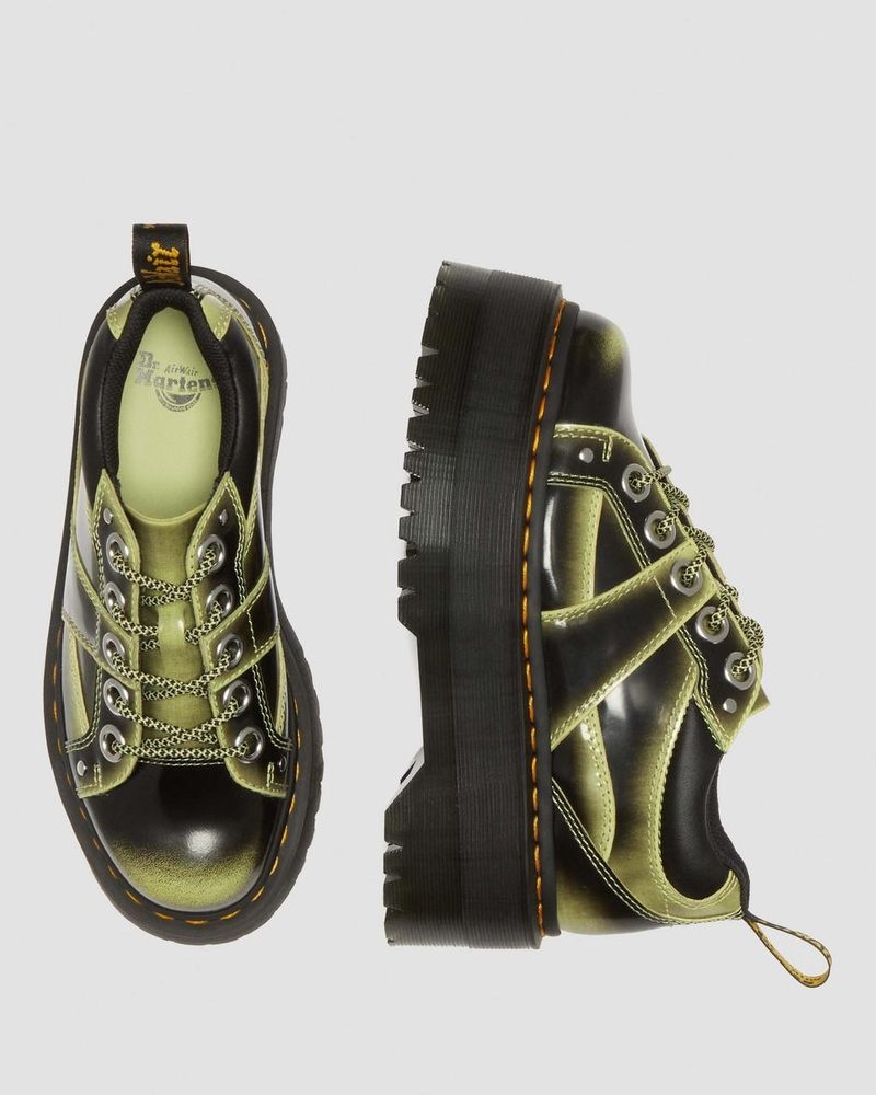 Lime Green Dr Martens 5-Eye Max Distressed Leather Platform Shoes (Arcadia) Platforms Shoes | WW92-K3FG