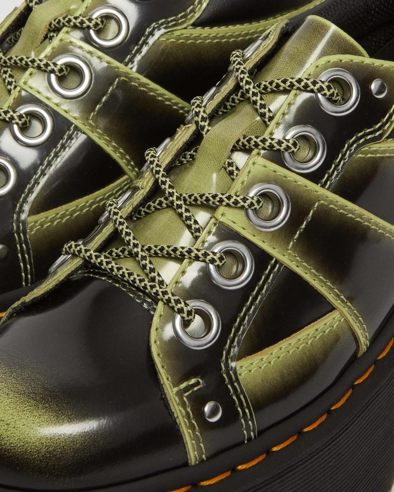 Lime Green Dr Martens 5-Eye Max Distressed Leather Platform Shoes (Arcadia) Platforms | BE54-I9RG