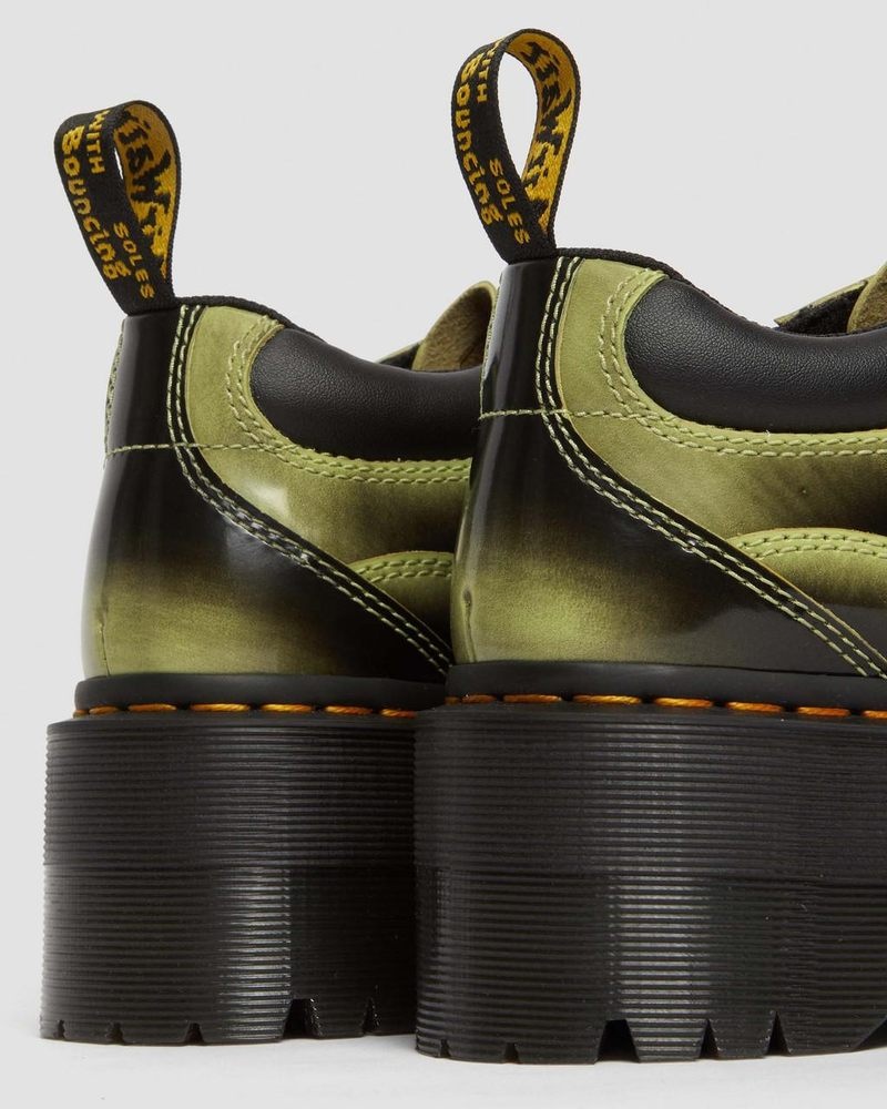 Lime Green Dr Martens 5-Eye Max Distressed Leather Platform Shoes (Arcadia) Platforms | BE54-I9RG