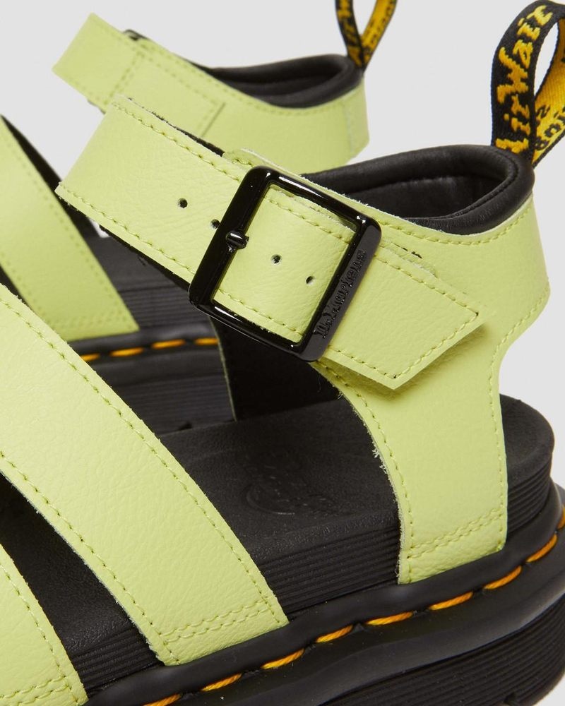 Lime Green Dr Martens Blaire Athena Leather Strap Sandals (Athena) Shoes | XS33-Q7QA