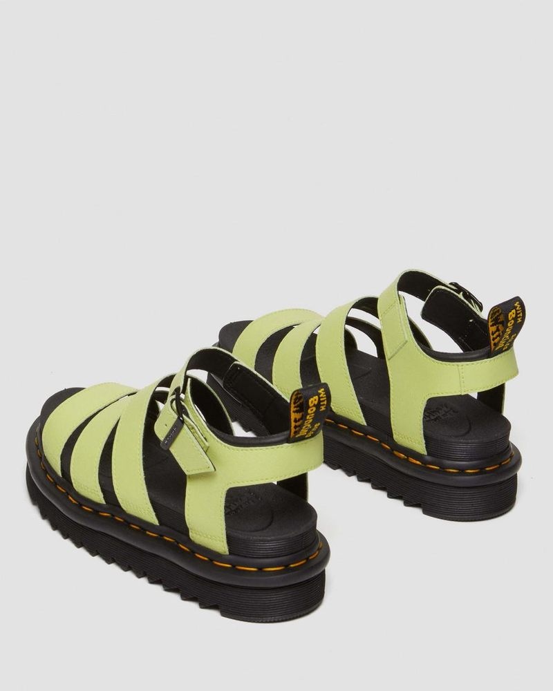 Lime Green Dr Martens Blaire Athena Leather Strap Sandals (Athena) Shoes | XS33-Q7QA