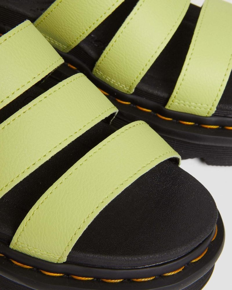 Lime Green Dr Martens Blaire Athena Leather Strap Sandals (Athena) Shoes | XS33-Q7QA