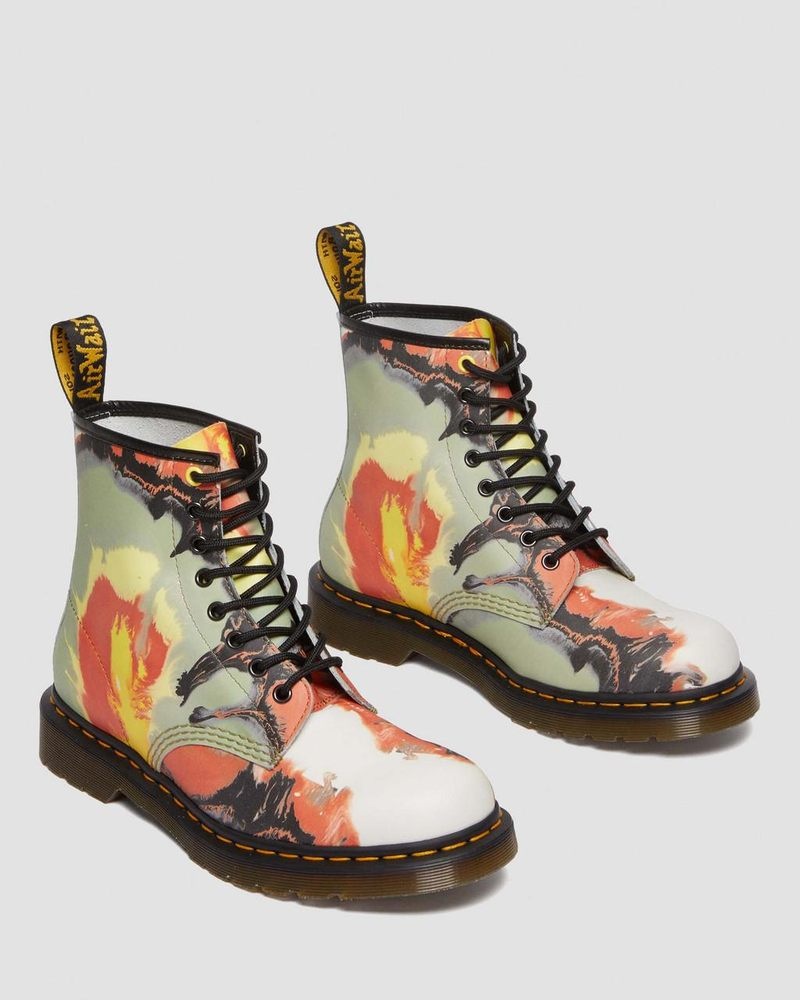 MULTI Dr Martens 1460 Tate 'Volcanic Flare' Leather Lace Up Boots (Backhand) Boots | EB00-H5RT