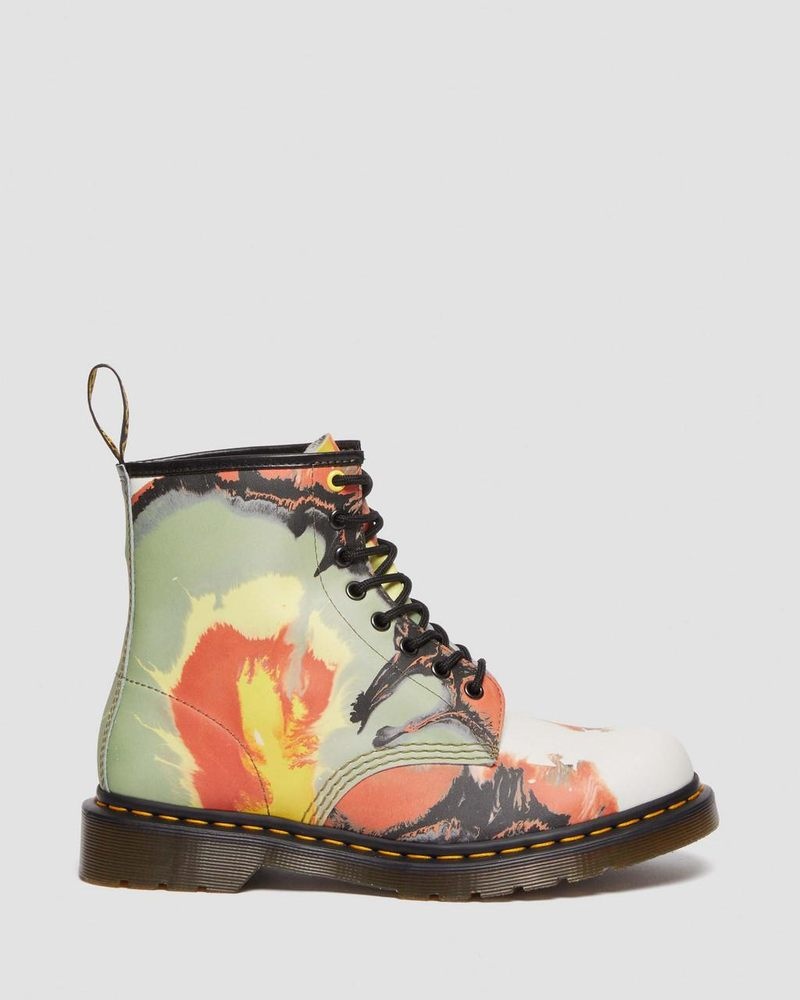 MULTI Dr Martens 1460 Tate 'Volcanic Flare' Leather Lace Up Boots (Backhand) Boots | EB00-H5RT