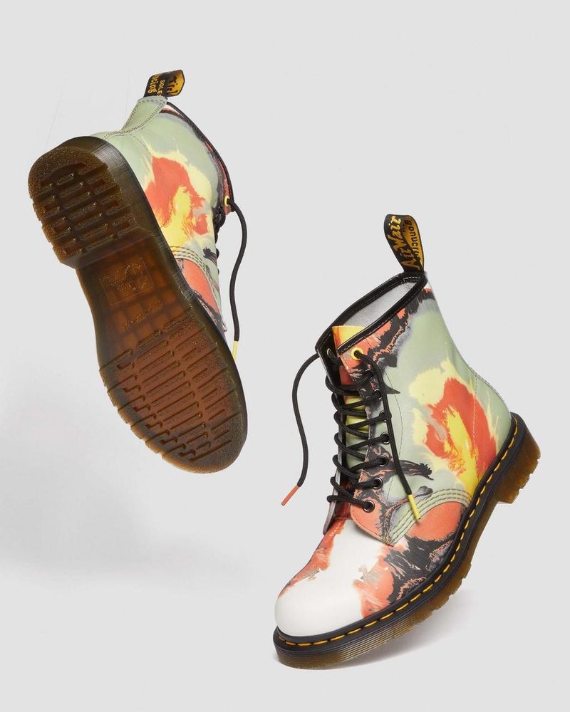 MULTI Dr Martens 1460 Tate 'Volcanic Flare' Leather Lace Up Boots (Backhand) Boots | EB00-H5RT