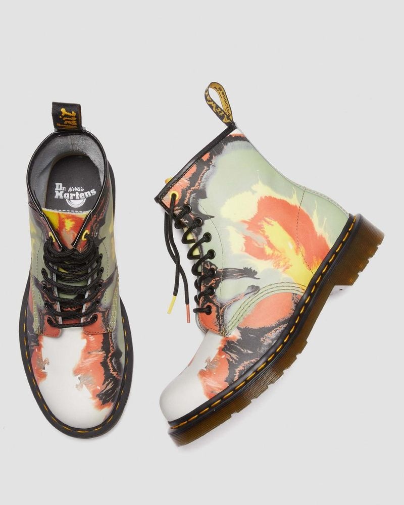 MULTI Dr Martens 1460 Tate 'Volcanic Flare' Leather Lace Up Boots (Backhand) Boots | EB00-H5RT