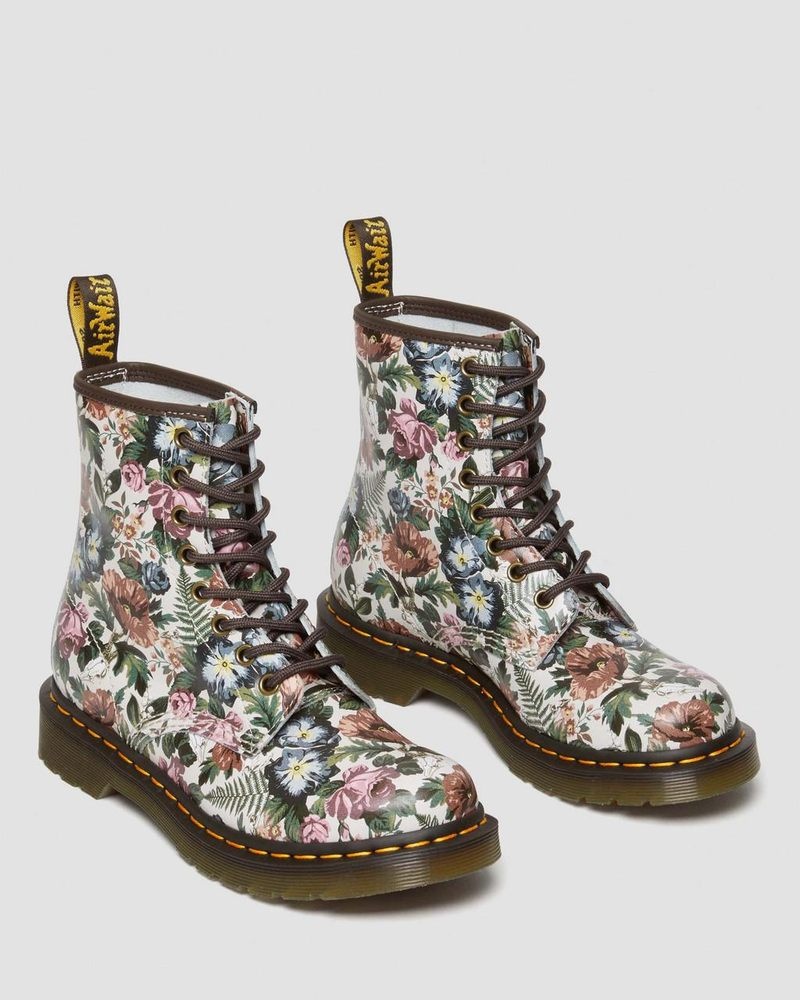 MULTI Dr Martens 1460 - English Garden Leather Lace Up Boots (Backhand) Boots | ZF82-H3ZH