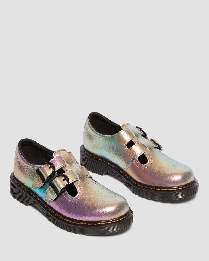 MULTI Dr Martens Junior 8065 Rainbow Crinkle Leather Mary Jane Shoes (Rainbow Crinkle) Shoes | JZ21-A9MC