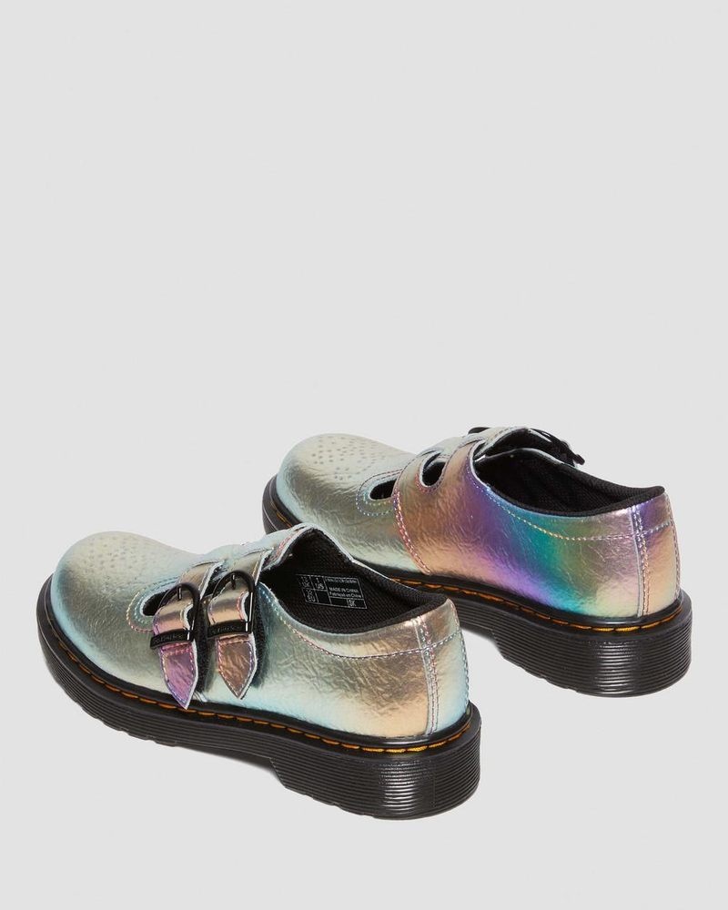 MULTI Dr Martens Junior 8065 Rainbow Crinkle Leather Mary Jane Shoes (Rainbow Crinkle) Shoes | JZ21-A9MC