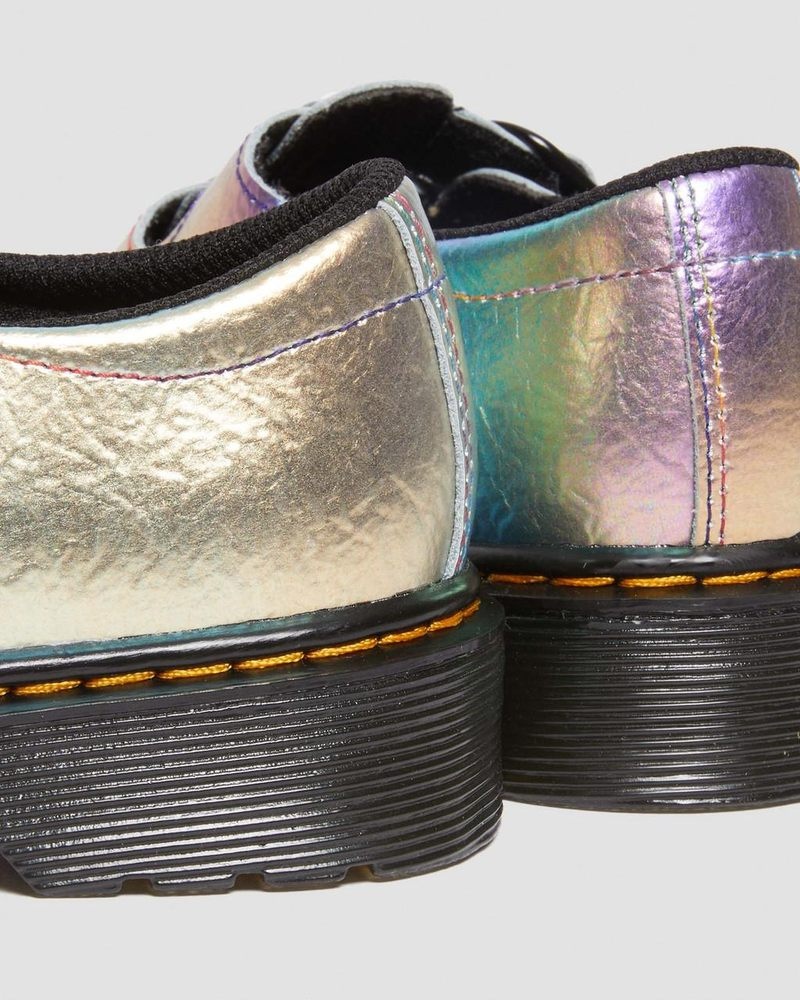 MULTI Dr Martens Junior 8065 Rainbow Crinkle Leather Mary Jane Shoes (Rainbow Crinkle) Shoes | JZ21-A9MC