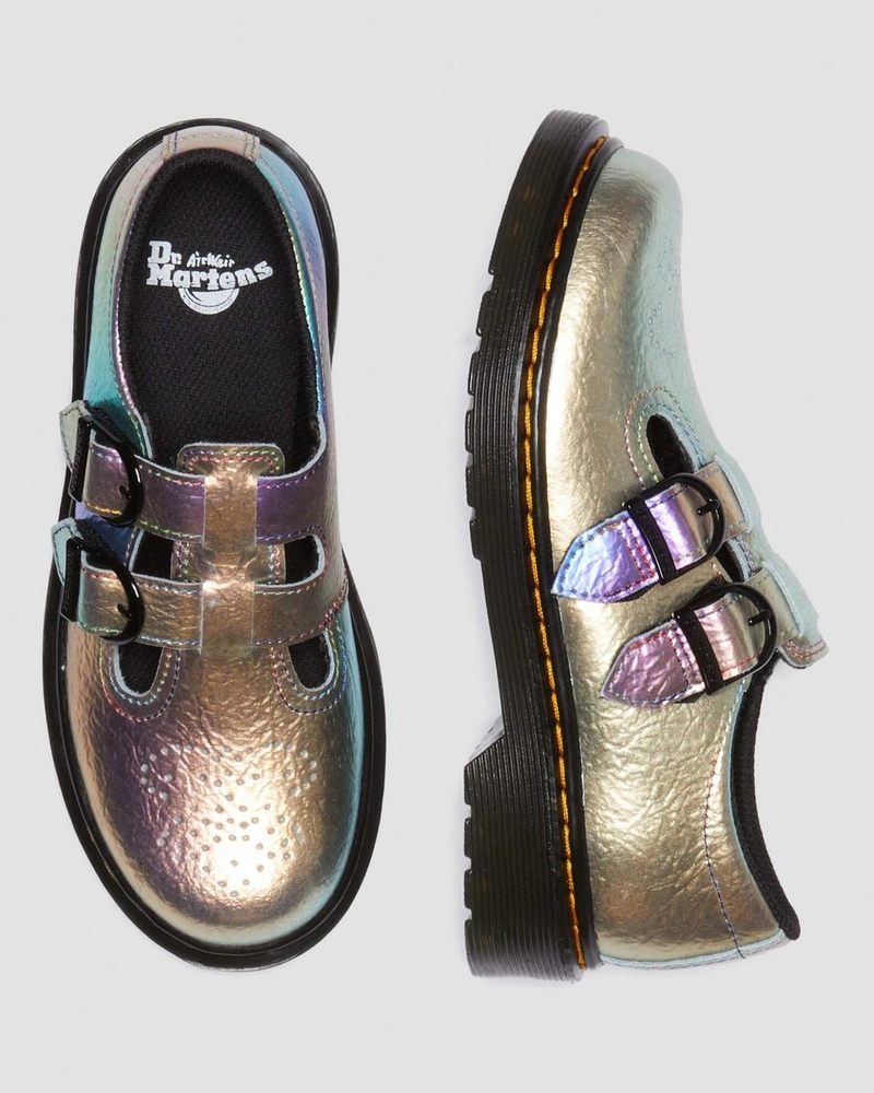 MULTI Dr Martens Junior 8065 Rainbow Crinkle Leather Mary Jane Shoes (Rainbow Crinkle) Shoes | JZ21-A9MC