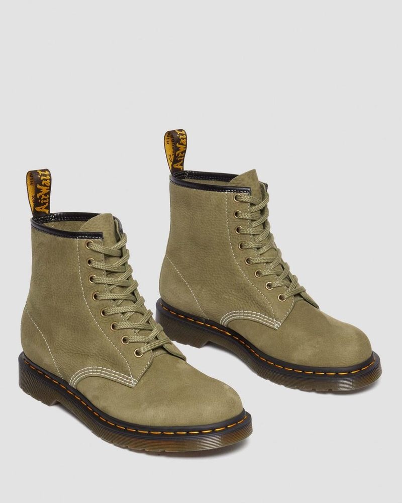 Muted Olive Dr Martens 1460 Tumbled Nubuck Leather Lace Up Boots (Tumbled Nubuck) Boots | OM97-O3KL