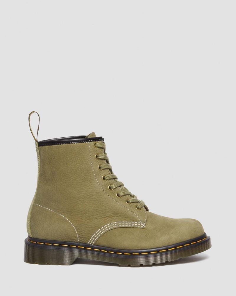 Muted Olive Dr Martens 1460 Tumbled Nubuck Leather Lace Up Boots (Tumbled Nubuck) Boots | OM97-O3KL