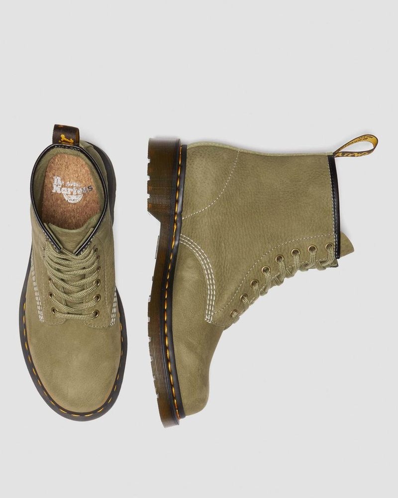 Muted Olive Dr Martens 1460 Tumbled Nubuck Leather Lace Up Boots (Tumbled Nubuck) Boots | OM97-O3KL