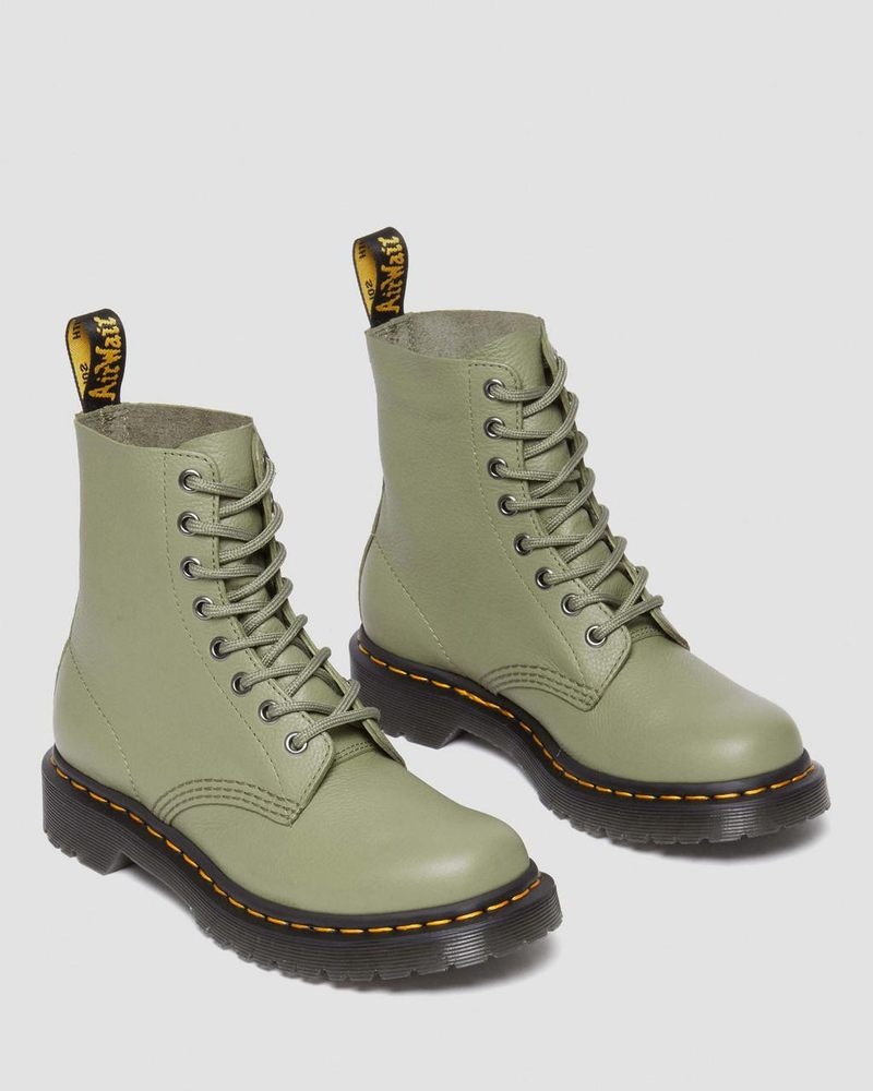 Muted Olive Dr Martens 1460 - Pascal Virginia Leather Boots (Virginia) Boots | JG22-D6YA