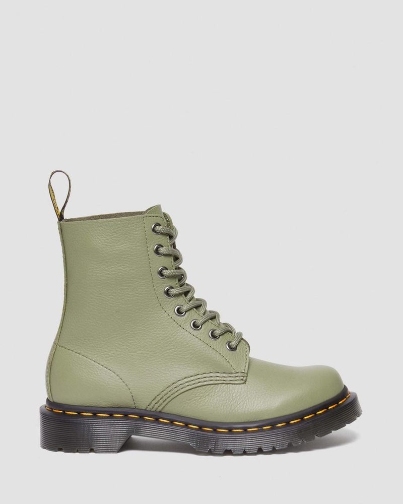 Muted Olive Dr Martens 1460 - Pascal Virginia Leather Boots (Virginia) Boots | JG22-D6YA