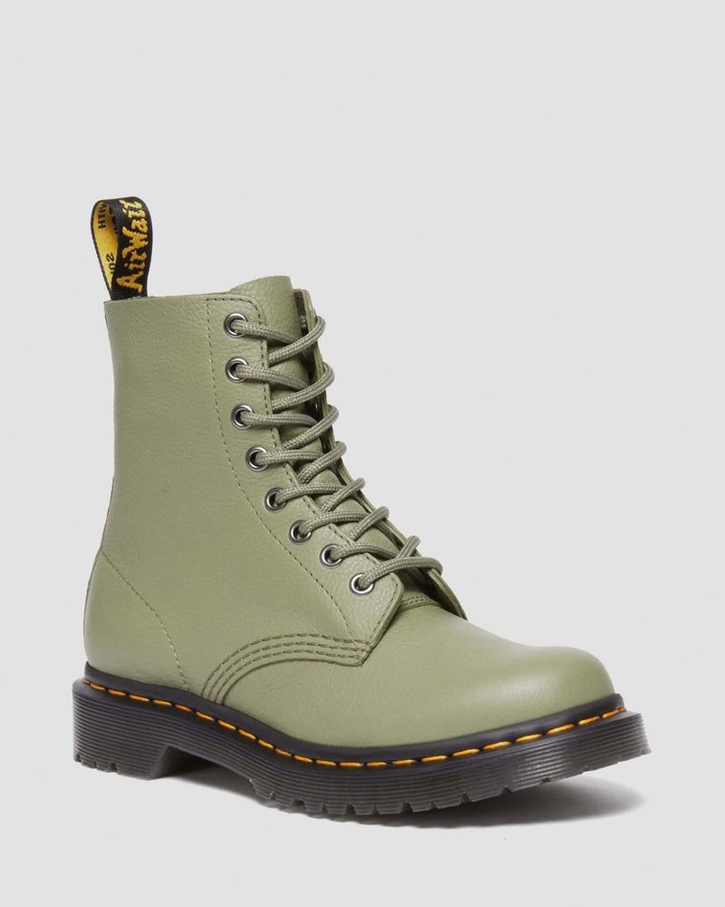 Muted Olive Dr Martens 1460 - Pascal Virginia Leather Boots (Virginia) Boots | JG22-D6YA