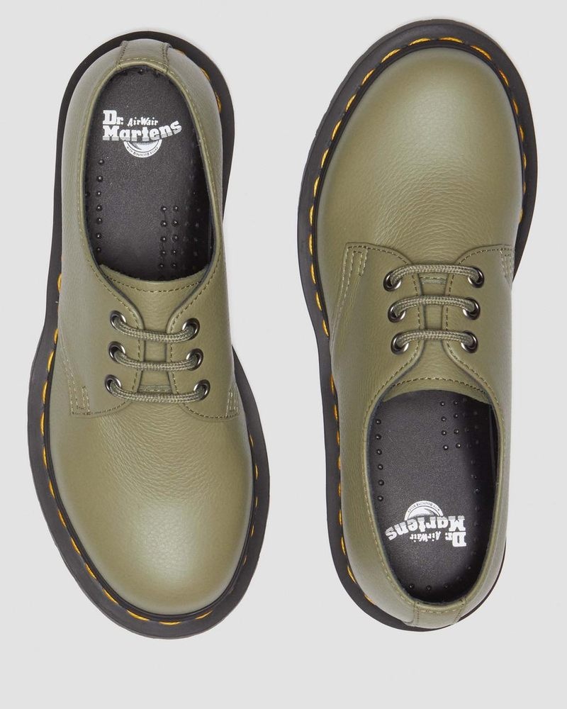 Muted Olive Dr Martens 1461 - Virginia Leather Oxford Shoes (Virginia) Shoes | KA73-H0ZS