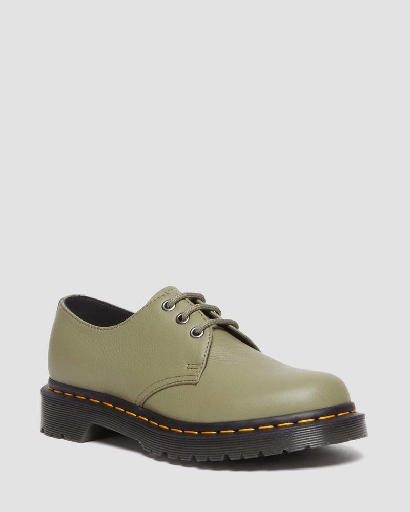 Muted Olive Dr Martens 1461 - Virginia Leather Oxford Shoes (Virginia) Shoes | KA73-H0ZS