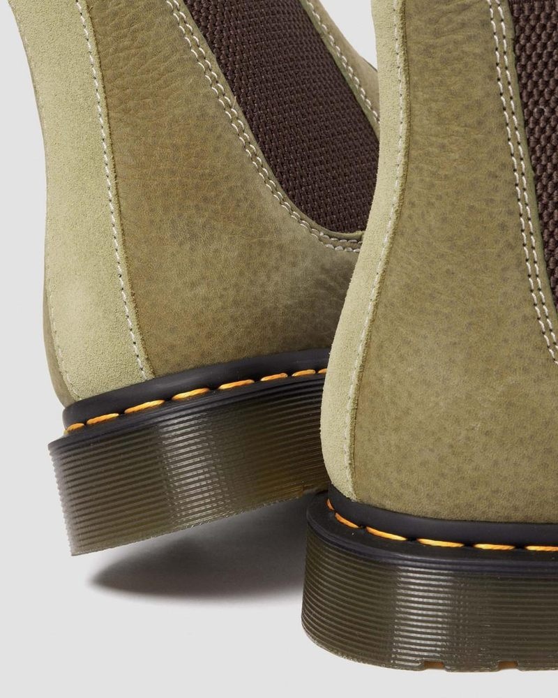 Muted Olive Dr Martens 2976 Tumbled Nubuck Leather Chelsea Boots (Tumbled Nubuck) Boots | AT98-Z9EU