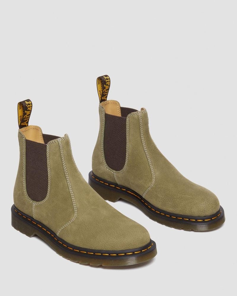 Muted Olive Dr Martens 2976 Tumbled Nubuck Leather Chelsea Boots (Tumbled Nubuck) Boots | AT98-Z9EU