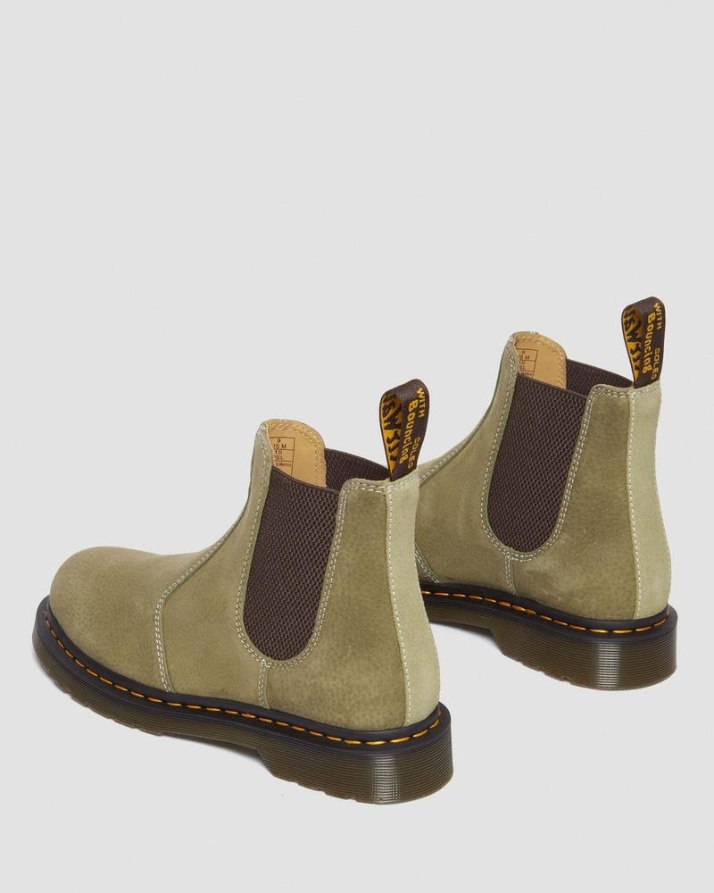 Muted Olive Dr Martens 2976 Tumbled Nubuck Leather Chelsea Boots (Tumbled Nubuck) Boots | AT98-Z9EU