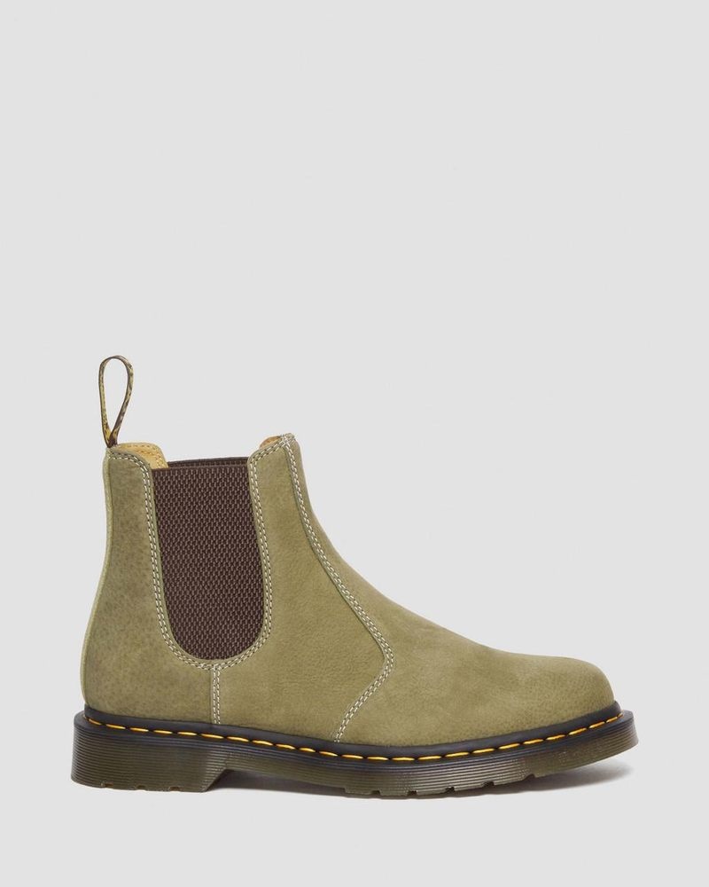 Muted Olive Dr Martens 2976 Tumbled Nubuck Leather Chelsea Boots (Tumbled Nubuck) Boots | AT98-Z9EU