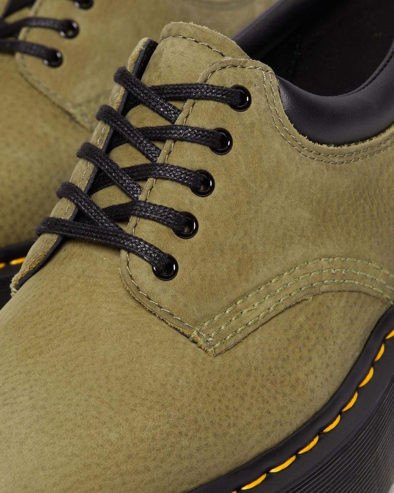 Muted Olive Dr Martens 8053 Tumbled Nubuck Leather Platform Casual Shoes (Titan) Platforms | PF16-F3CV