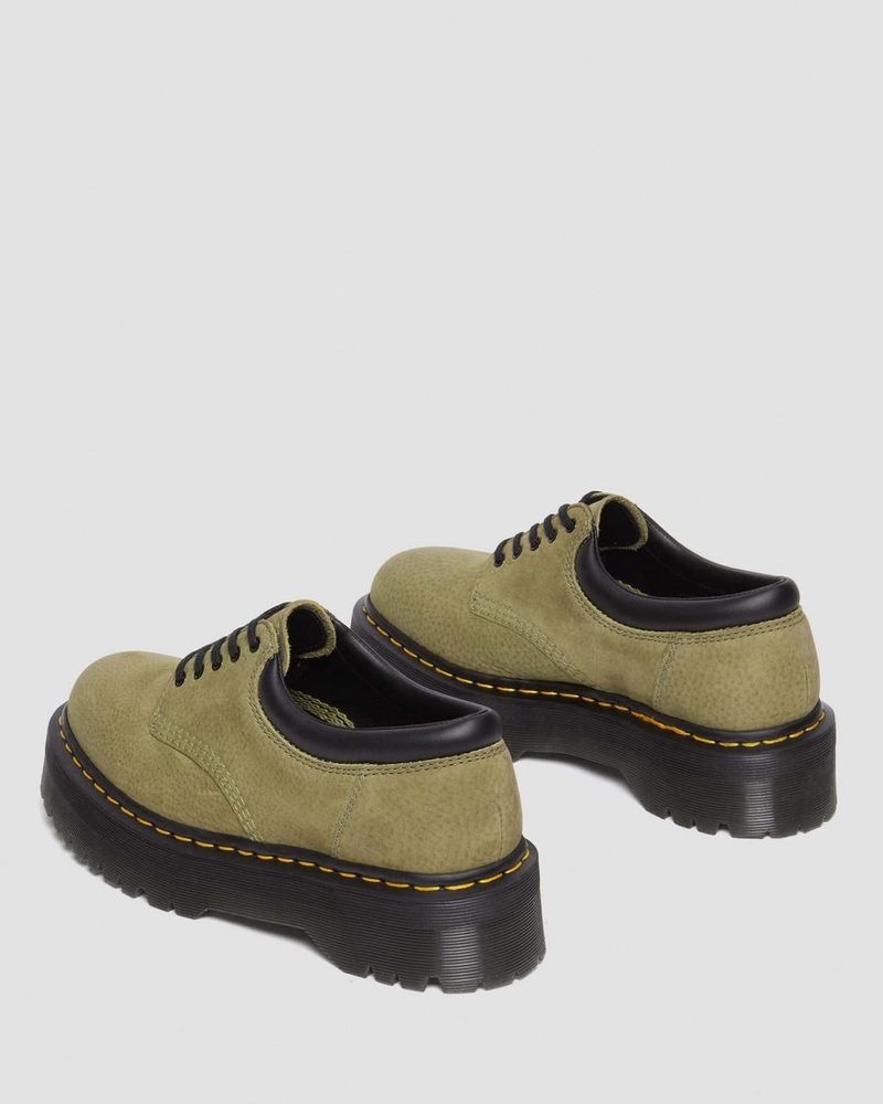 Muted Olive Dr Martens 8053 Tumbled Nubuck Leather Platform Casual Shoes (Titan) Platforms | PF16-F3CV