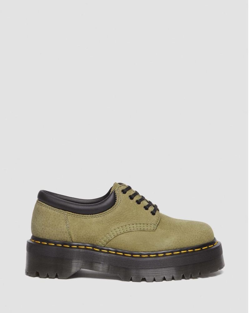 Muted Olive Dr Martens 8053 Tumbled Nubuck Leather Platform Casual Shoes (Titan) Platforms | PF16-F3CV