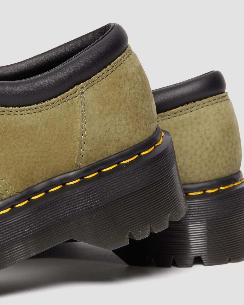 Muted Olive Dr Martens 8053 Tumbled Nubuck Leather Platform Casual Shoes (Titan) Platforms | PF16-F3CV