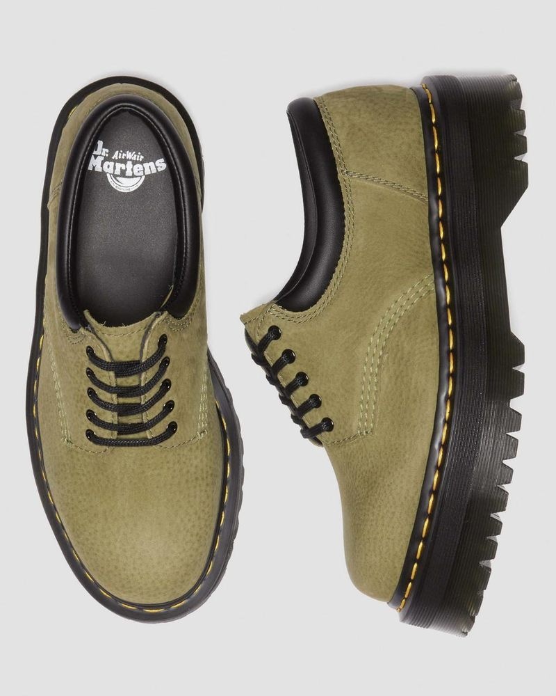 Muted Olive Dr Martens 8053 Tumbled Nubuck Leather Platform Casual Shoes (Titan) Platforms | PF16-F3CV