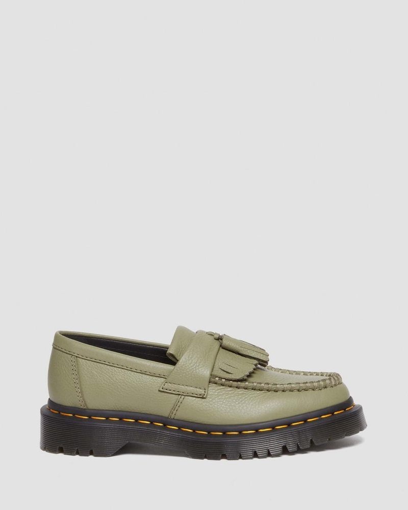 Muted Olive Dr Martens Adrian - Virginia Leather Tassel Loafers (Virginia) Shoes | UR07-X2QU