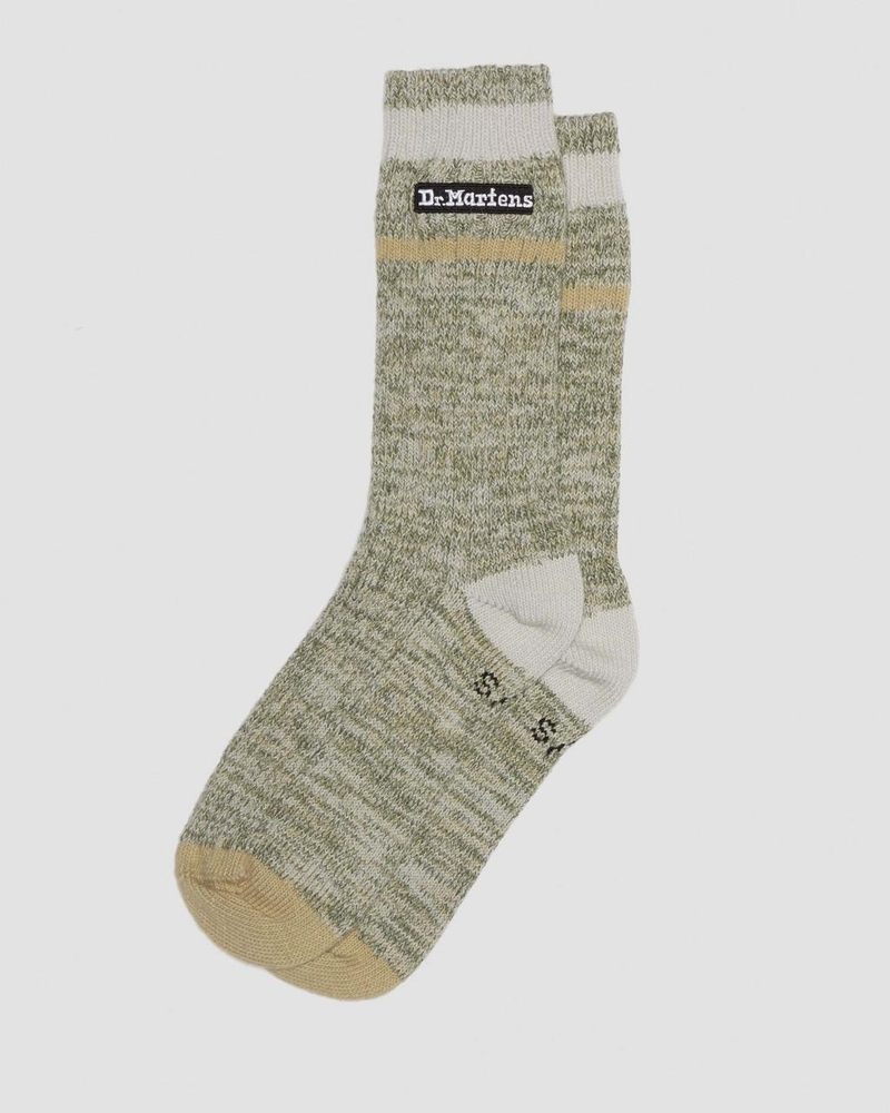 Muted Olive Dr Martens Marl Organic Socks (Cotton Blend) Socks | KB28-O7PH