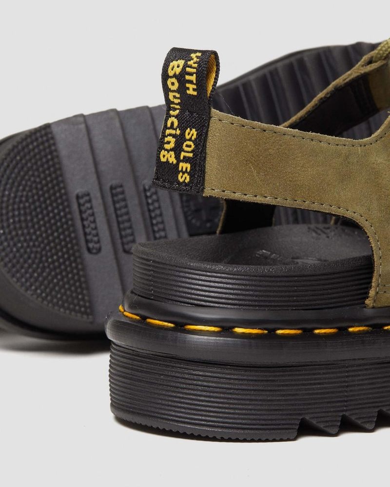 Muted Olive Dr Martens Nartilla Tumbled Nubuck Leather Gladiator Sandals (Tumbled Nubuck) Platforms Sandals | TM16-M0ZS