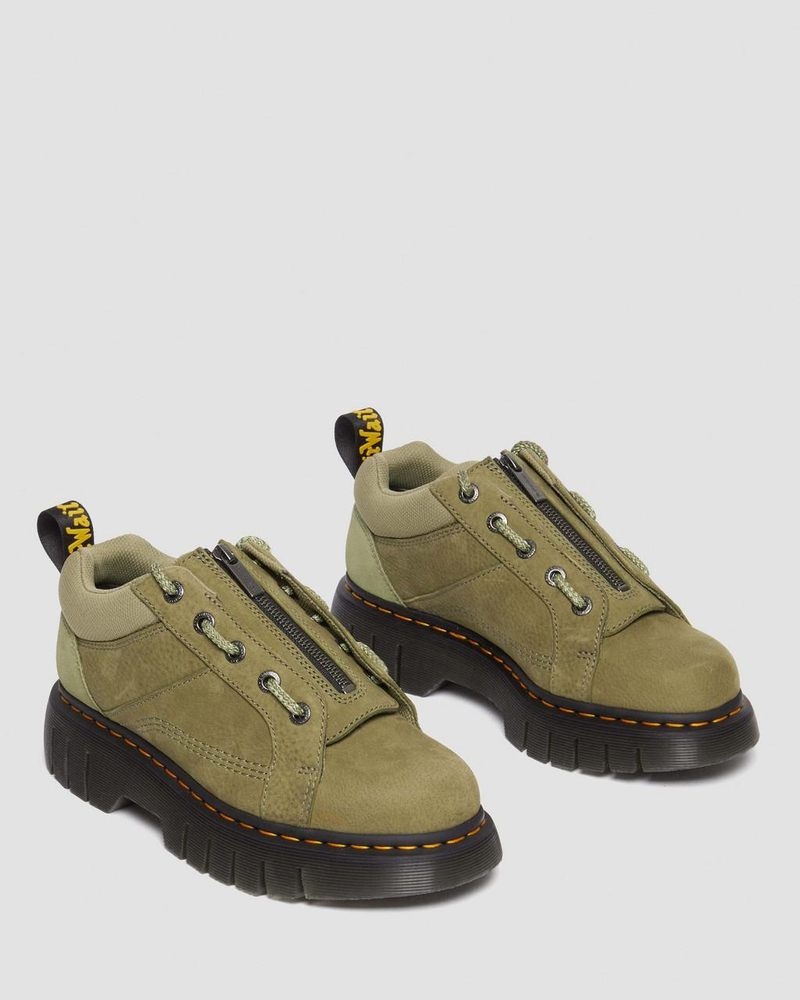 Muted Olive Dr Martens Woodard Tumbled Nubuck Leather Low Casual Boots (Titan) Shoes | SC70-Z5TU