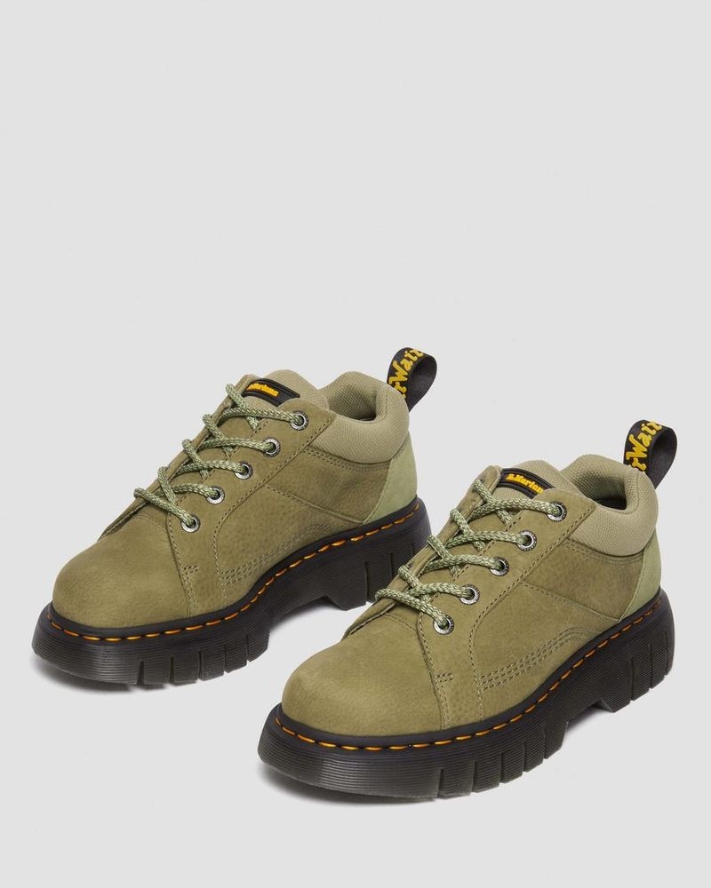 Muted Olive Dr Martens Woodard Tumbled Nubuck Leather Low Casual Boots (Titan) Shoes | SC70-Z5TU