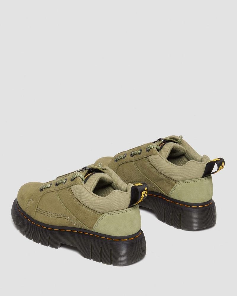 Muted Olive Dr Martens Woodard Tumbled Nubuck Leather Low Casual Boots (Titan) Shoes | RB41-G6ZW