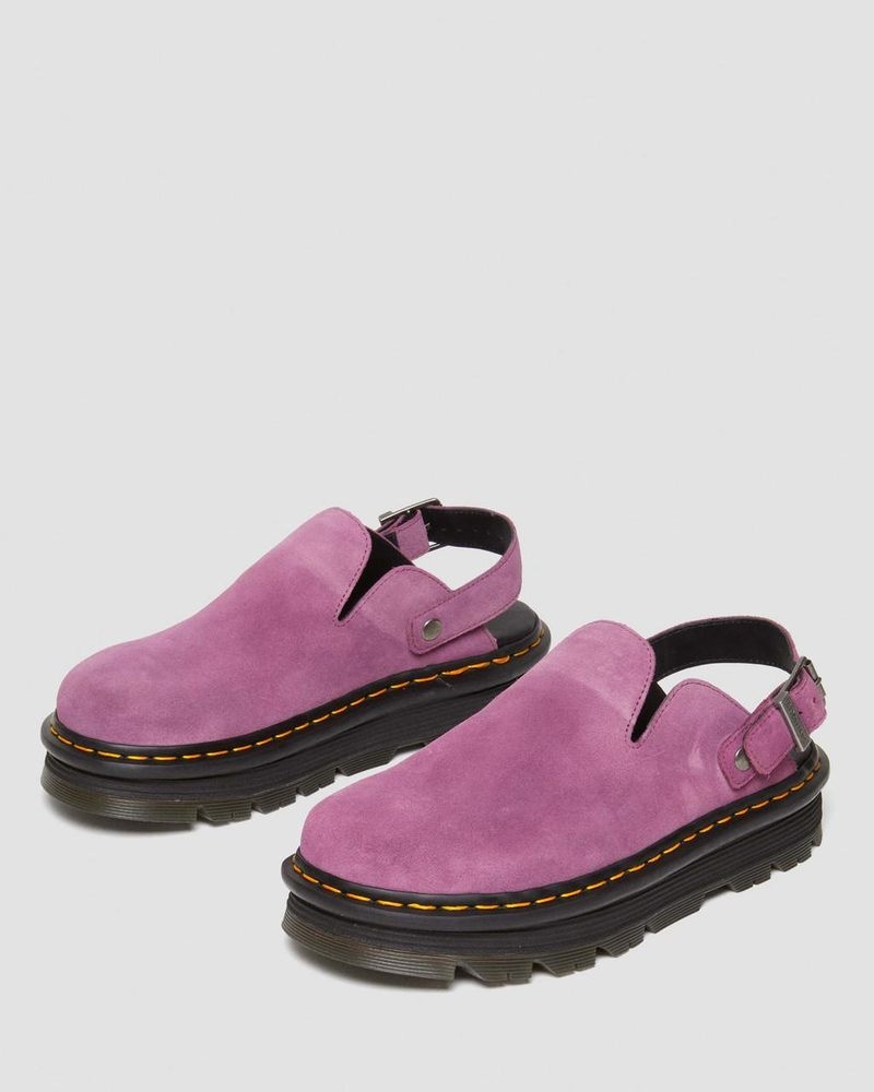 Muted Purple Dr Martens Zebzag Suede Casual Slingback Platform Mules (E.H.Suede) Sandals | FL09-W2ZL